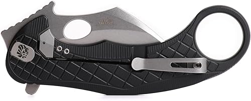 Miniatura 10 de LionSTEEL LEONE - Cuchillo plegable Karambit con hoja de acero CPM-Magnacut, mango integral de aluminio sólido, diseño Emerson Wave Design,