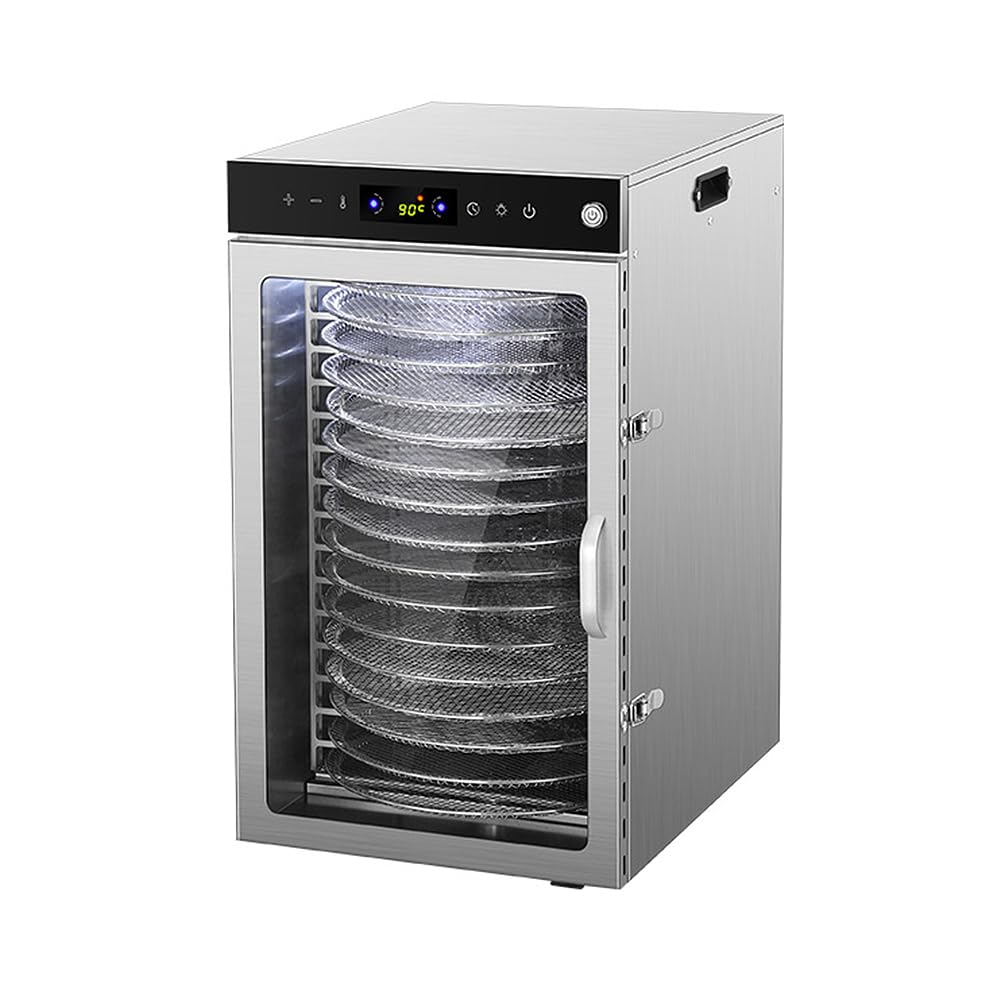 Zertylre Rotary Food Dehydrator Machine, 16 Trays ALL Stainless Steel, 1600W, 24H Adjustable Timer & 86℉ to 194℉ Temperature Control, Overheat Protection, Food Dryer for Jerky Fruit (16 Trays)