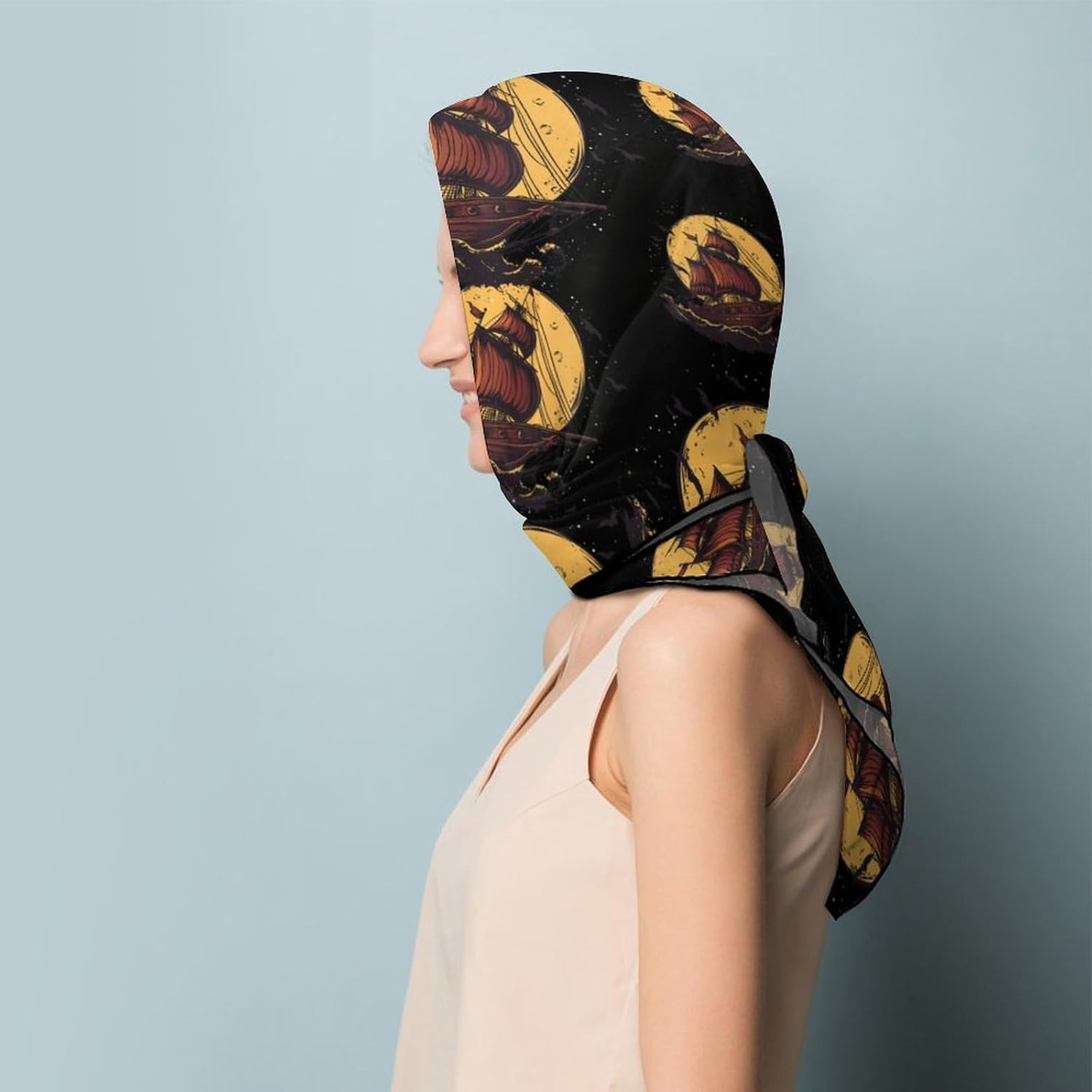 Sailboat Sail Sailing Ship Bandana Fashion Head Scarf Square Silk Scarf Print Neck Hair Scarfs for Women Men Gifts