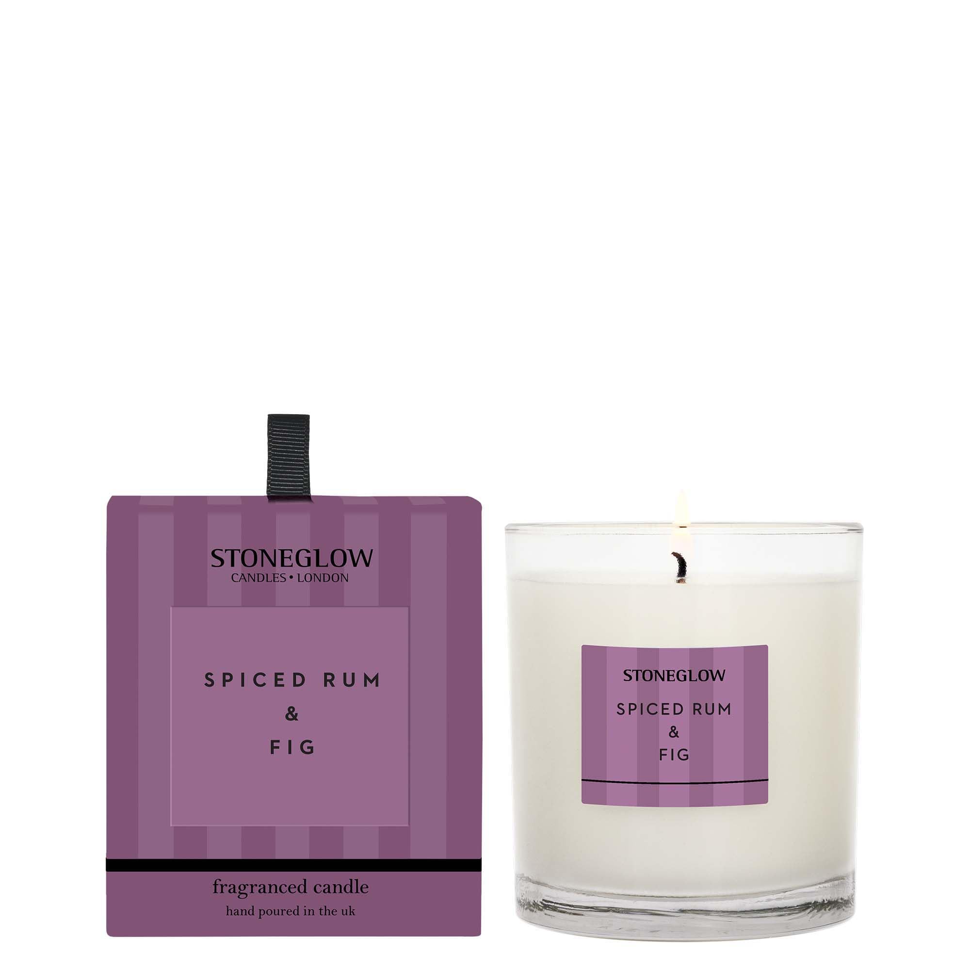 Stoneglow Modern Classics Collection - Spiced Rum & Fig - Scented Candle - Boxed Tumbler (90 x 80mm) Purple