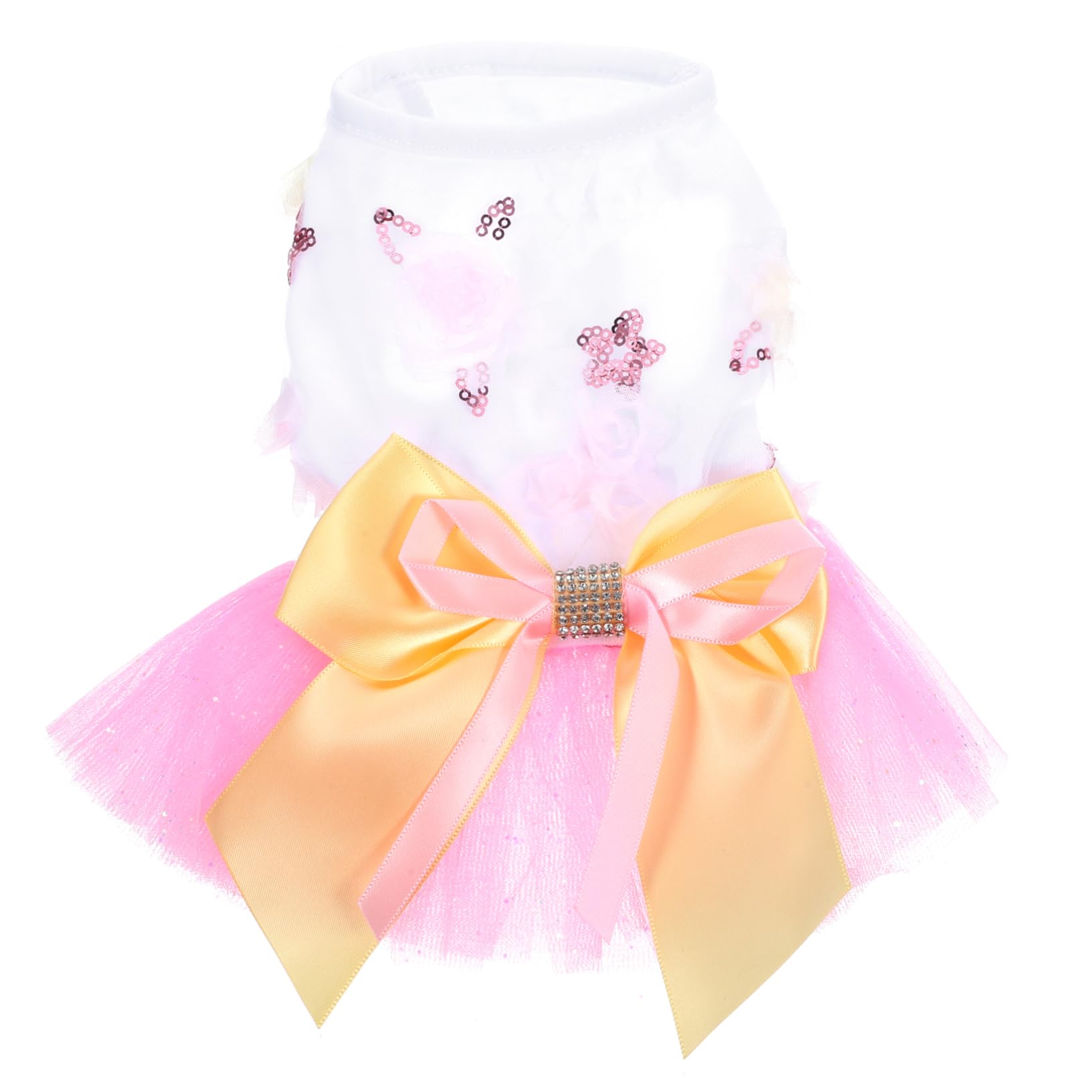 Angoily 4 Piezas Vestido De Princesa Perro Ropa De Perro De Fiesta Ropa De Lentejuelas Trajes para Niñas Vestido De Encaje Trajes De Juego De rol Falda Vestido De Verano Mascota Poliéster