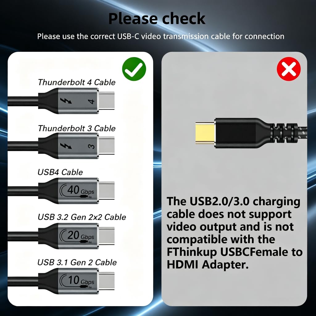 Lot de 2 adaptateurs USB C femelle vers HDMI mâle avec câble vidéo USB, 4K @ 60 Hz, source USB de type C unidirectionnel vers HDMI 2.0, convertisseur Thunderbolt 3/4 vers HDMI pour i-/Phone 17 MacBok