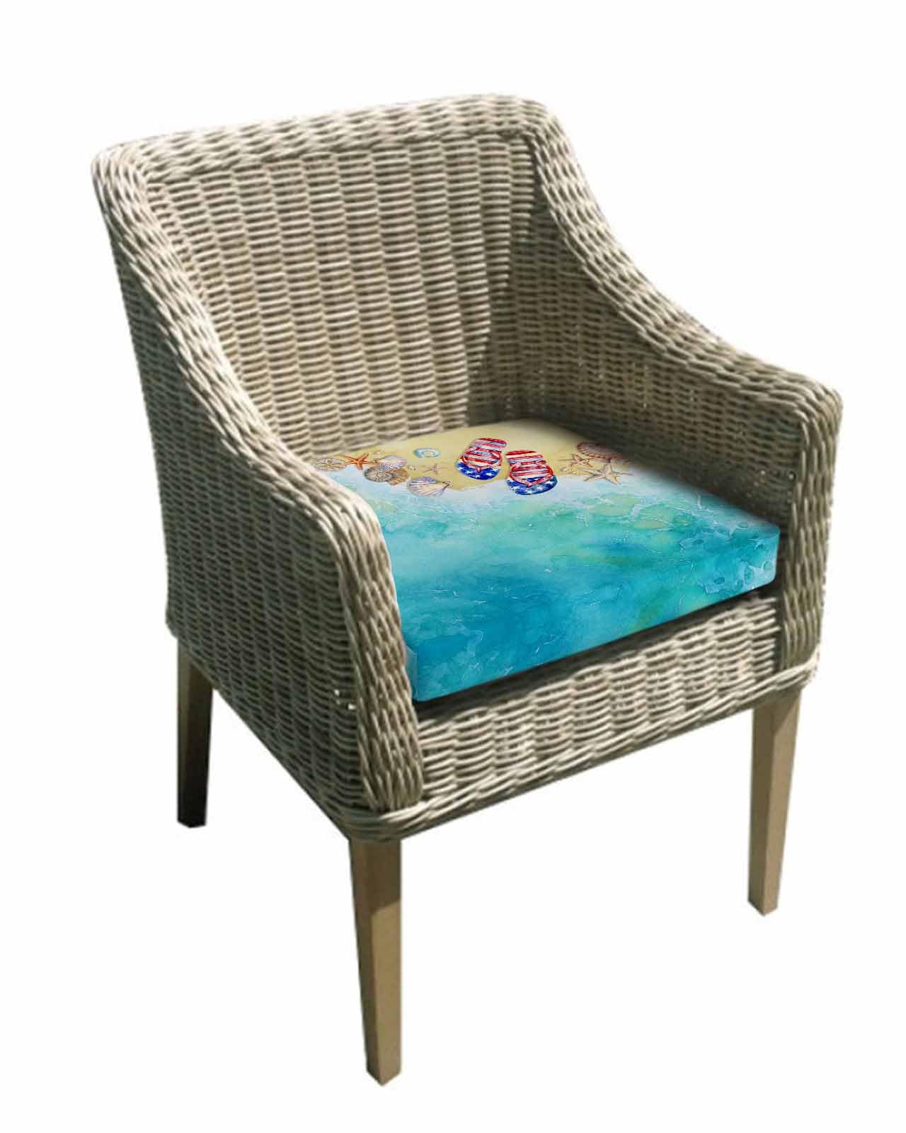 Hokiten Teal Coastal Slippers Outdoor Cushion Chair Cover Set of 4 - Waterproof Couch Seat Covers, Summer Beach Shell Seaside Patio Furniture Protector Cushions Slipcovers for Sofa/RV, 24