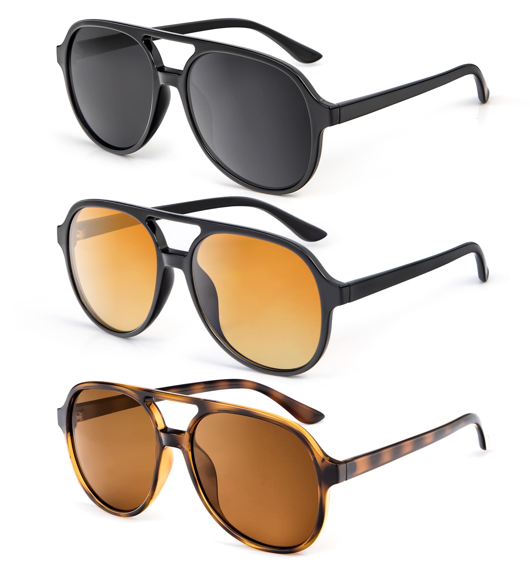 ANYLUV Polarized Sunglasses for Women, Vintage Lightweight Womens Sunglasses UV Protection with Double Bridge 3 Packs