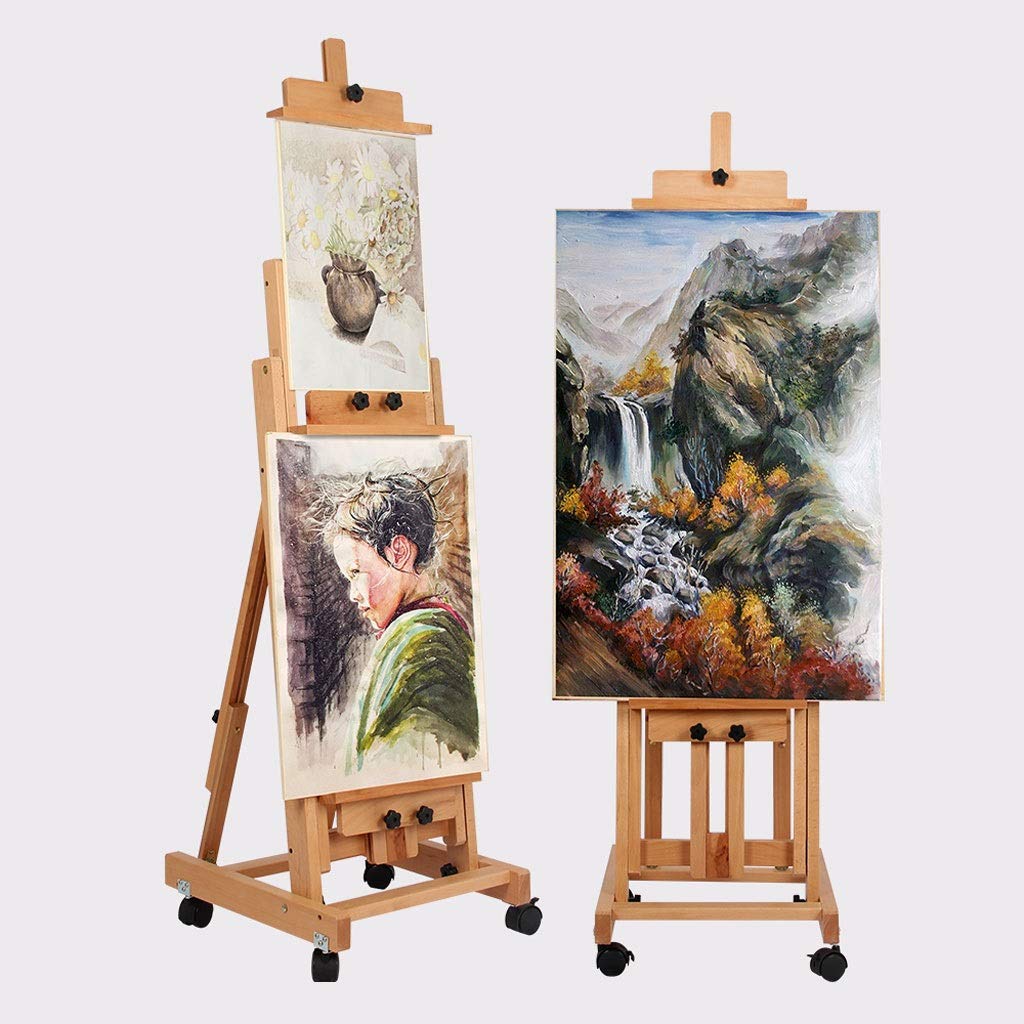 Chevalet de Peinture en Bois, Grand chevalet Multifonctionnel Professionnel en hêtre pour Studio, Support d'affichage publicitaire pour Toiles d'intérieur avec Panneau 4K