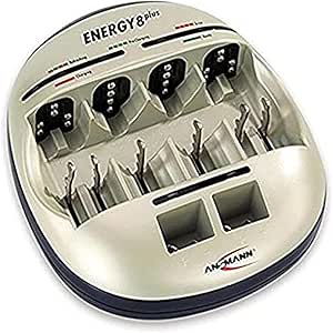 Ansmann Energy 8 Plus Smart Battery Charger Estación de mantenimiento universal para baterías recargables AAA, AA, C, D, 9V