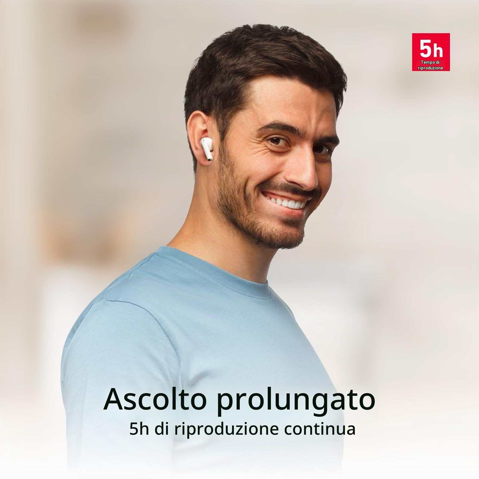SBS Air Kab Max TWS - Cuffie Auricolari In-Ear True Wireless Stereo, Custodia con Ricarica Wireless, Hall Switch, Dual Leader, Autonomia 5h, Comandi Touch, per Smartphone, Tablet, Laptop, Bianco