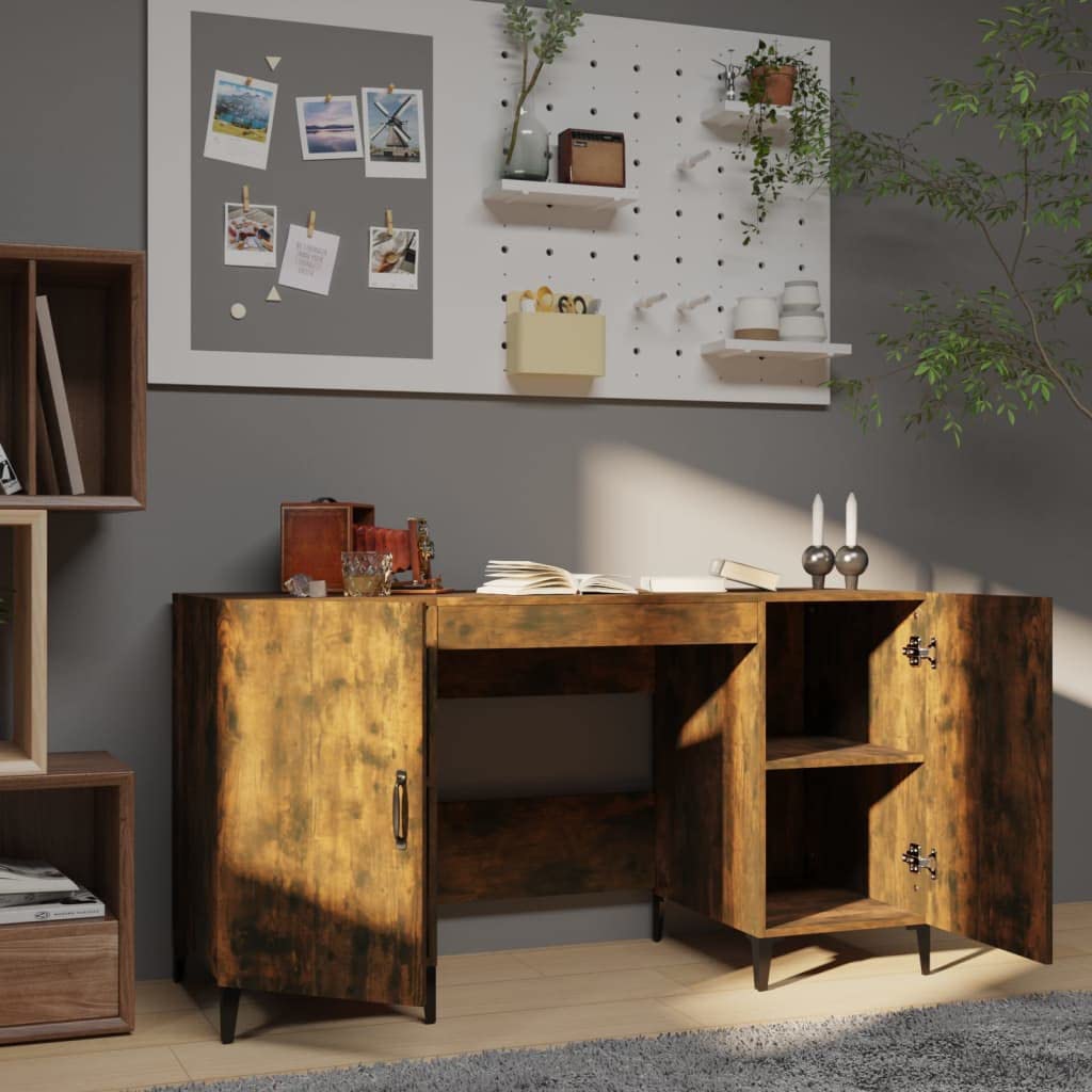 Scrivania con incenso, 140 x 50 x 75 cm, in legno di legno, tavolo da lavoro, scrivania ad angolo, per ufficio, studio, camera da letto, soggiorno A2