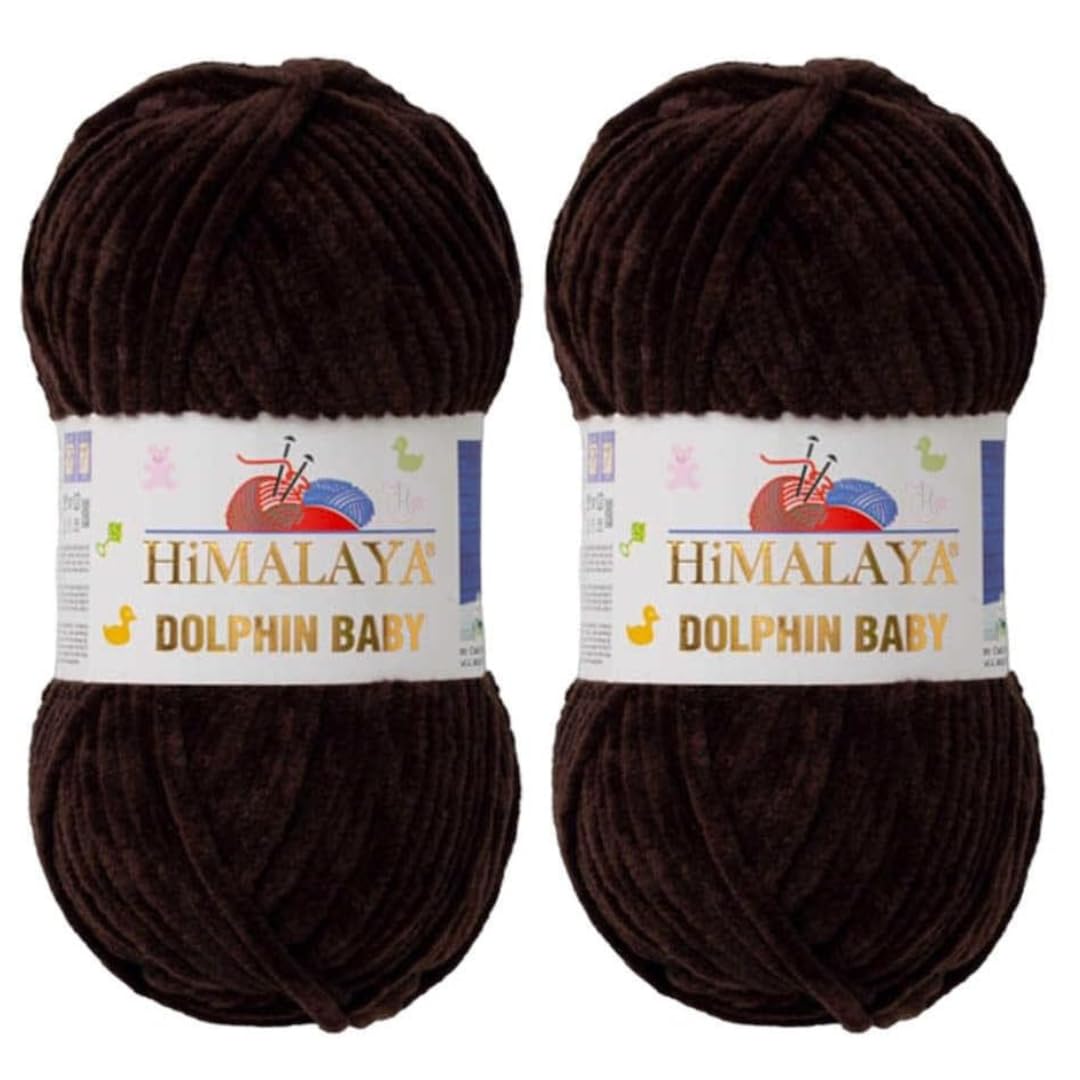 Himalaya Dolphin Baby Yarn 2 X 100g Skeins Super Bulky Yarn for Knitting/Crochet Ideal for Cardigans Shawls Blankets Hats and Home Textiles (2, 80343 Grey Brown)
