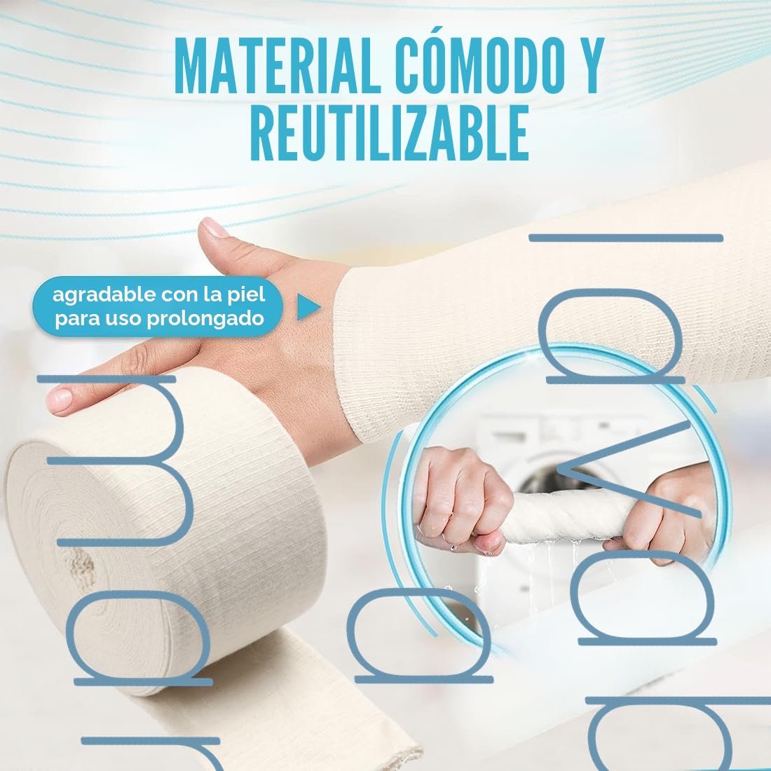 Vendas Tubulares de 7.6 cm x 7.9 m - Vendaje Elástico de Soporte para Brazo y Piernas - Primeros Auxilios - Gasa de Algodón - Talla D