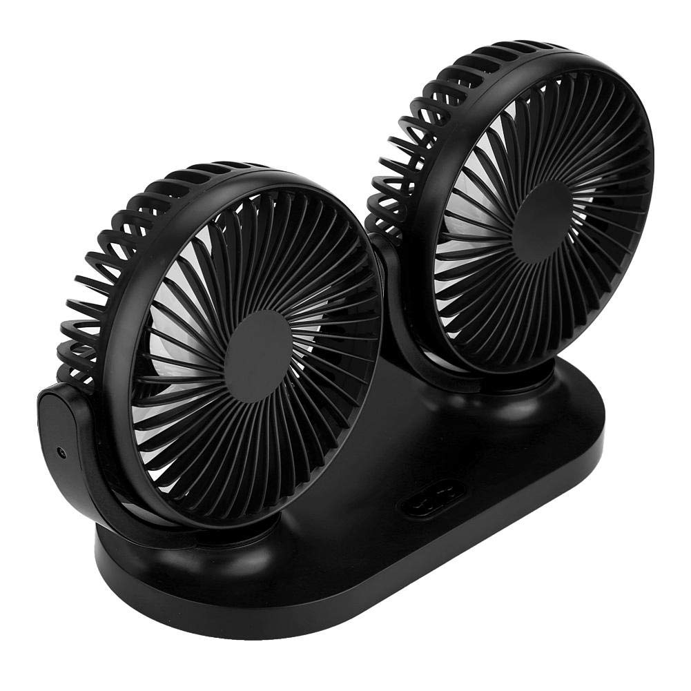 Aramox Ventilateur Double Usb Entilaur Oiture Allume Cigare Ventilateur de voiture portable à double tête USB Ventilateur de refroidissement automatique 12V Noir