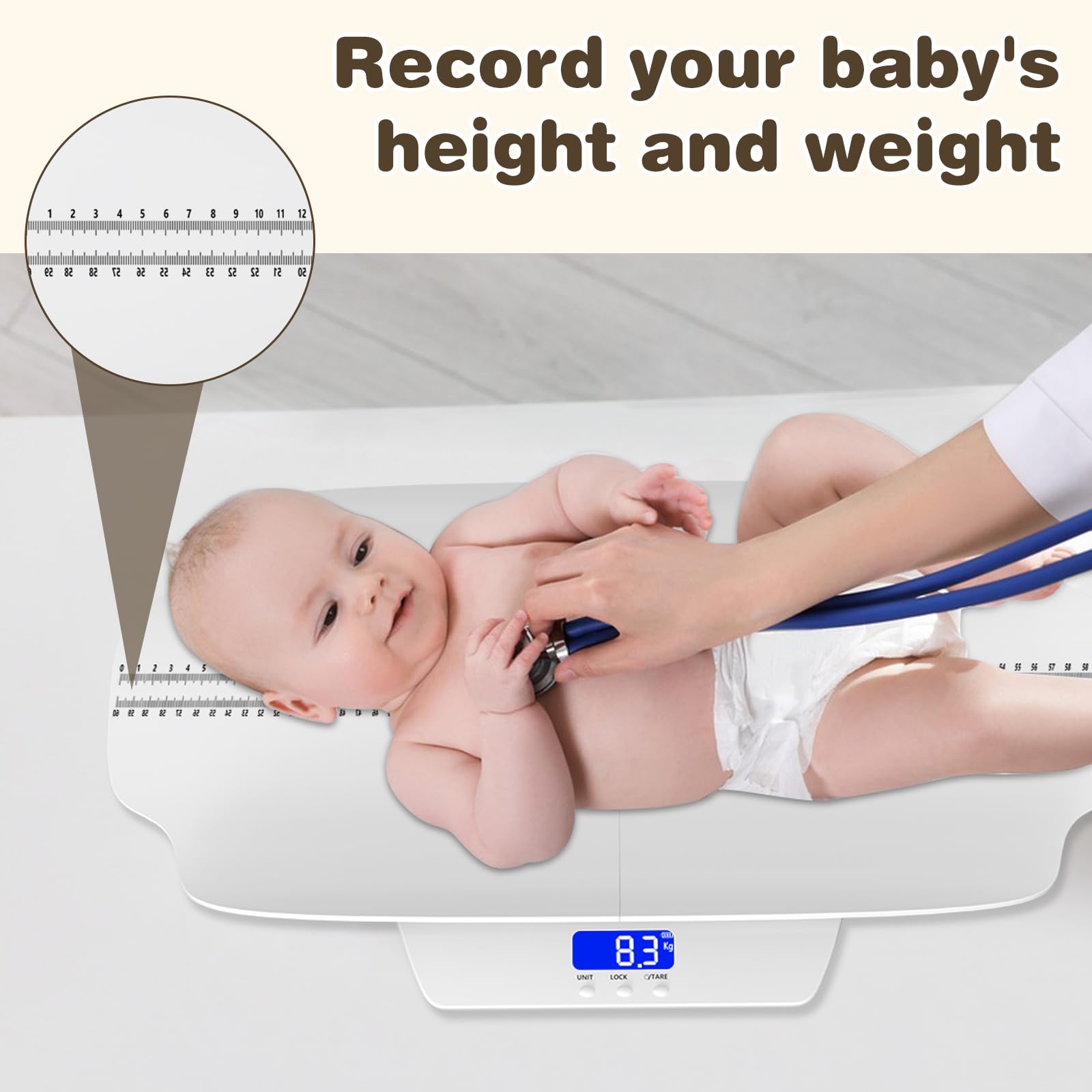 Bilancia digitale per bambini con vassoio rimovibile e scala graduata, 100 kg (± 1 gram), bilancia per animali domestici, cucina
