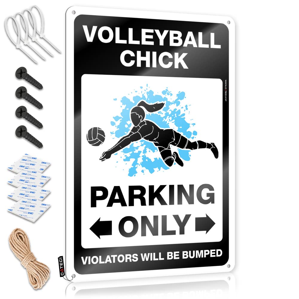 KRAZMURONGD Funnymetal Sign Volleyball Chick Parking Only Tin Sign Man Cave Bar Beer Limit Sign