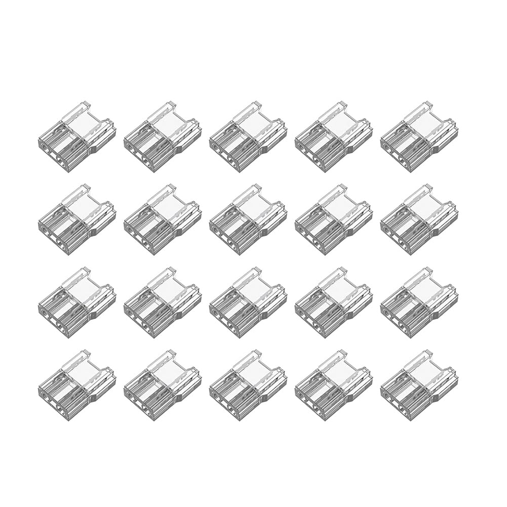 Littimoon LED Light Strip Connectors 20pcs 2Pin Strip to Wires LED Tape Light Connectors,Transparent Solderless No Dark Area