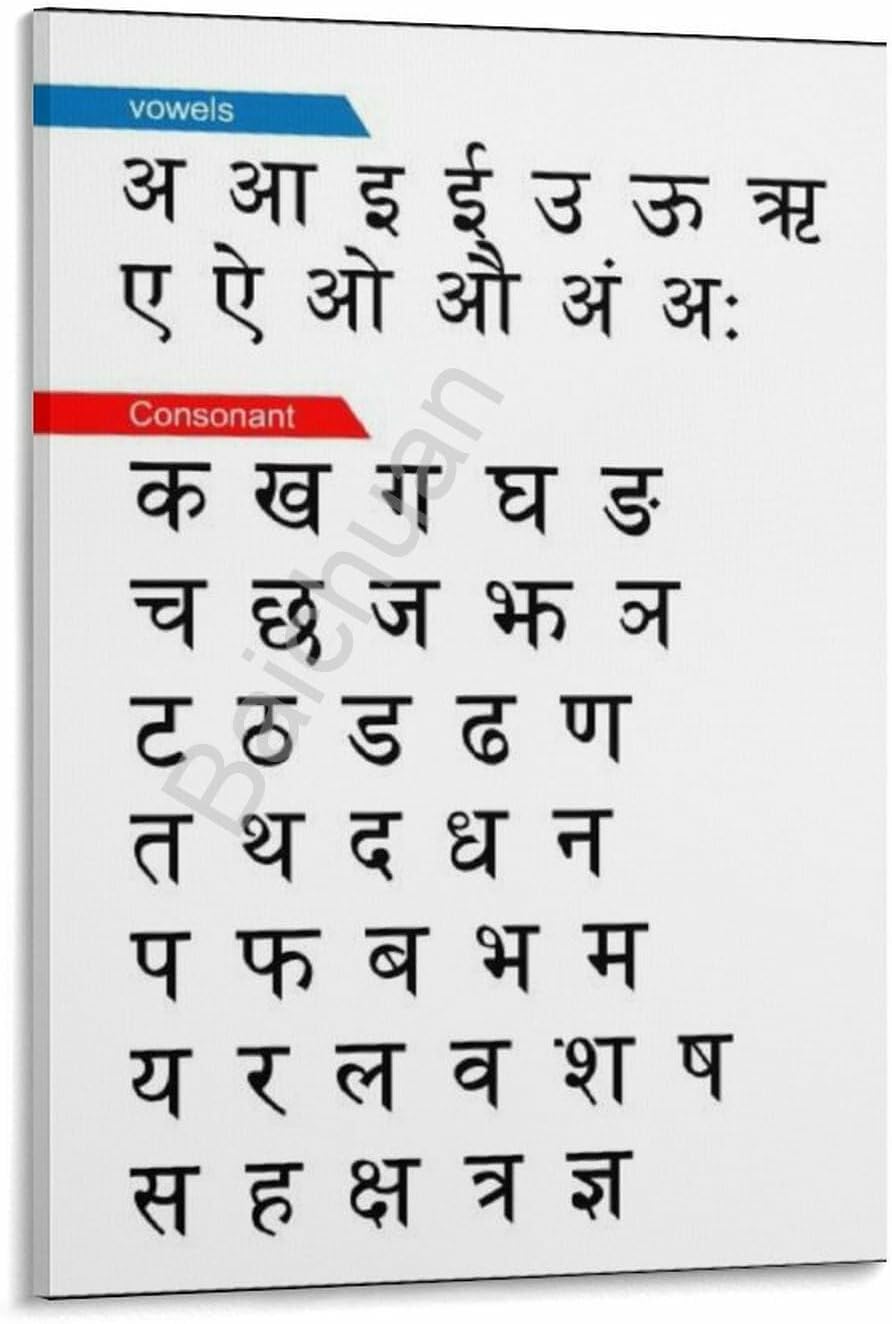 Sanskrit Alphabet Poster Learning Educational (11) Canvas Painting Wall Art Poster for Bedroom Living Room Decor 08x12inch(20x30cm)