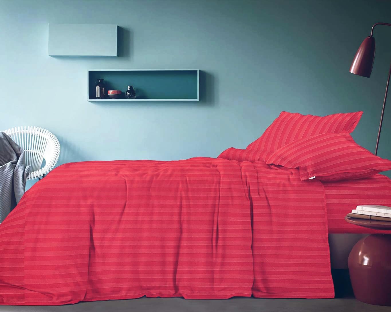 Sofrito Super King Size Bedsheet Set - 300 TC Cotton Feel Microfiber With 2 Pillow Covers, Wine Color