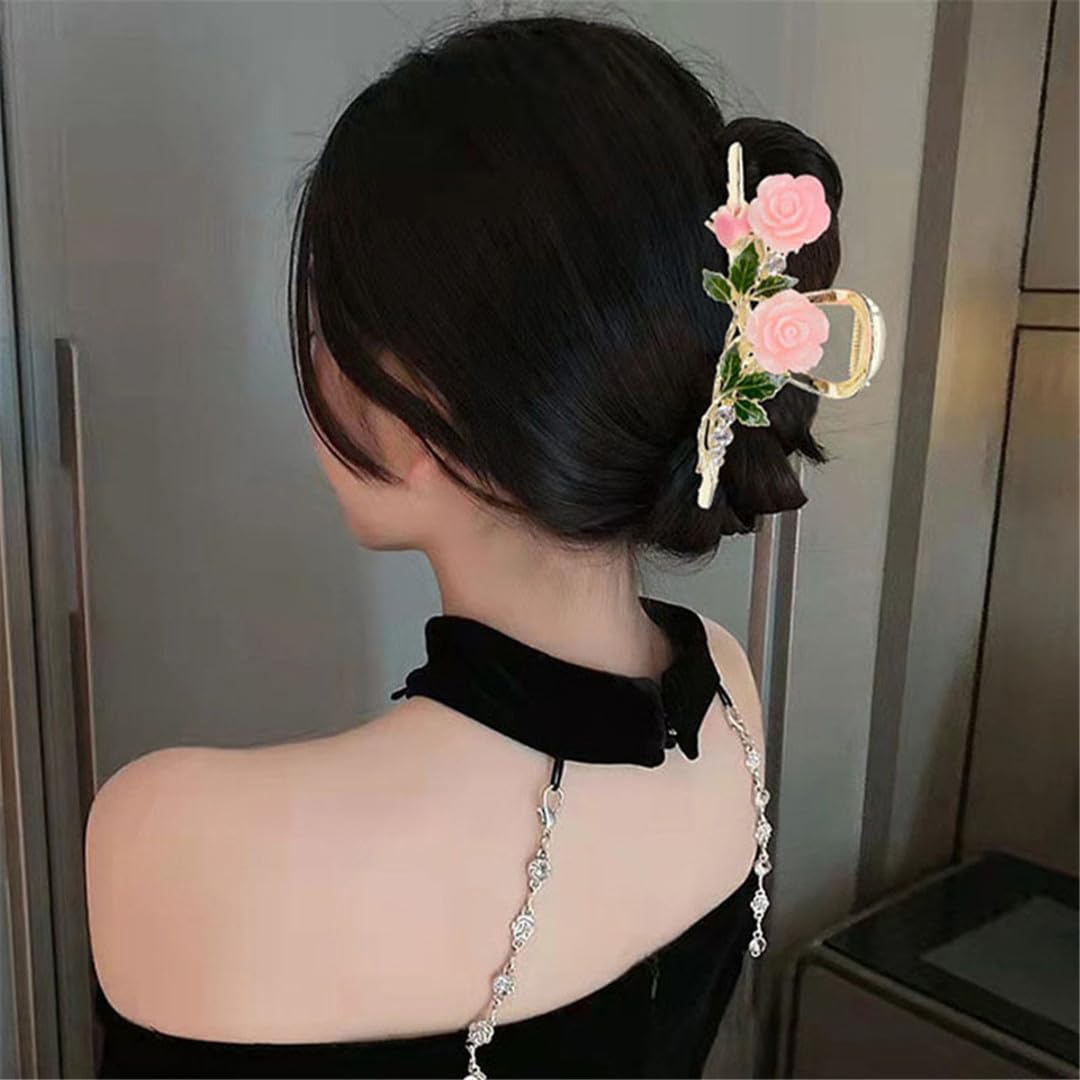 Hair Stick,Chinese Hairpins,Hair Pin Stick Mujeres Elegantes Flores románticas Rosa Flor Pinza for el Cabello Pinzas for el Cabello Diadema Horquilla Accesorios for el Cabello Oranment