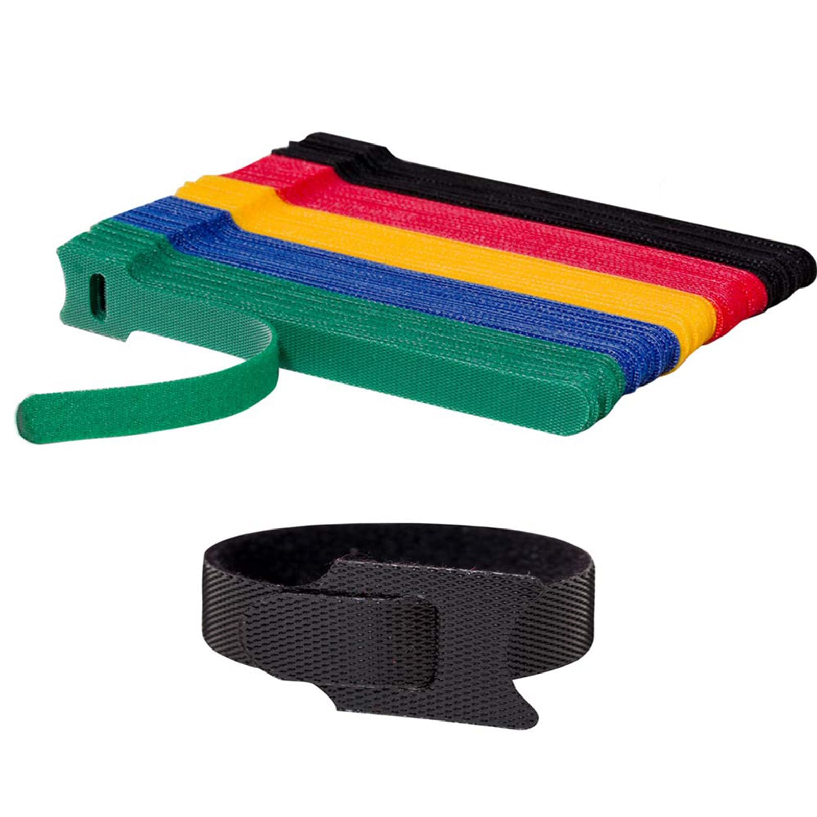 BonGu Reusable Fastening Cable Ties with Hook and Loop, 6 inch Multi-Purpose Cable Straps Wire Ties Cable Management, Adjustable Cord organizer Ties for Computer (50PCS 5 Colors)