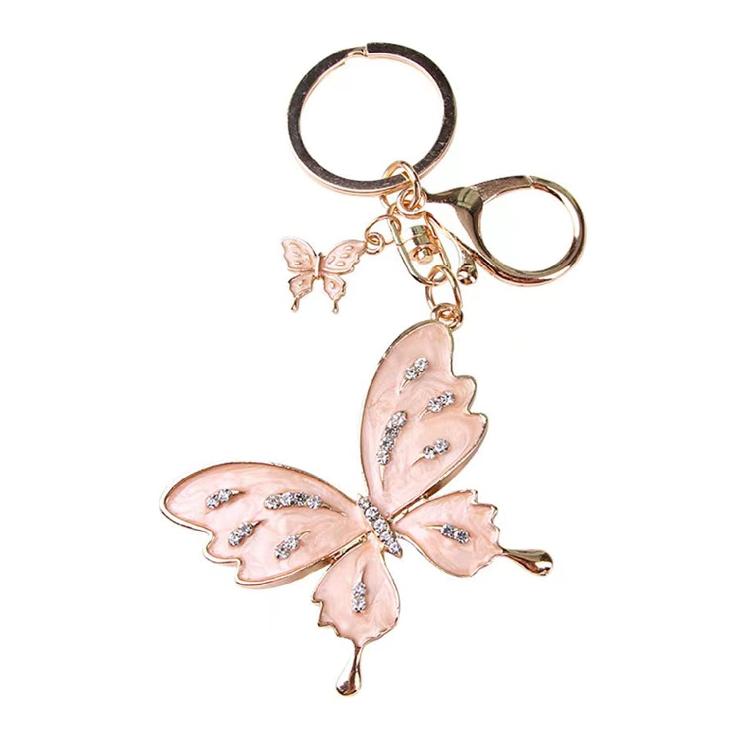 KhaznaButterfly Keychain, Fashion Cute Keychain Tassel Butterfly Pendant Key Ring, Bling Rhinestones Fashion Key Chain for Women, Keyrings as Handbag Accessory