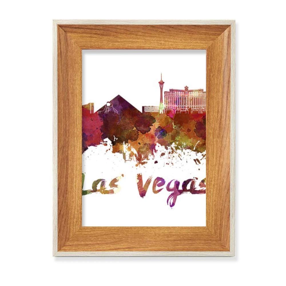 Aquarelle Las Vegas avec cadre bois de qualité supérieure pour table
