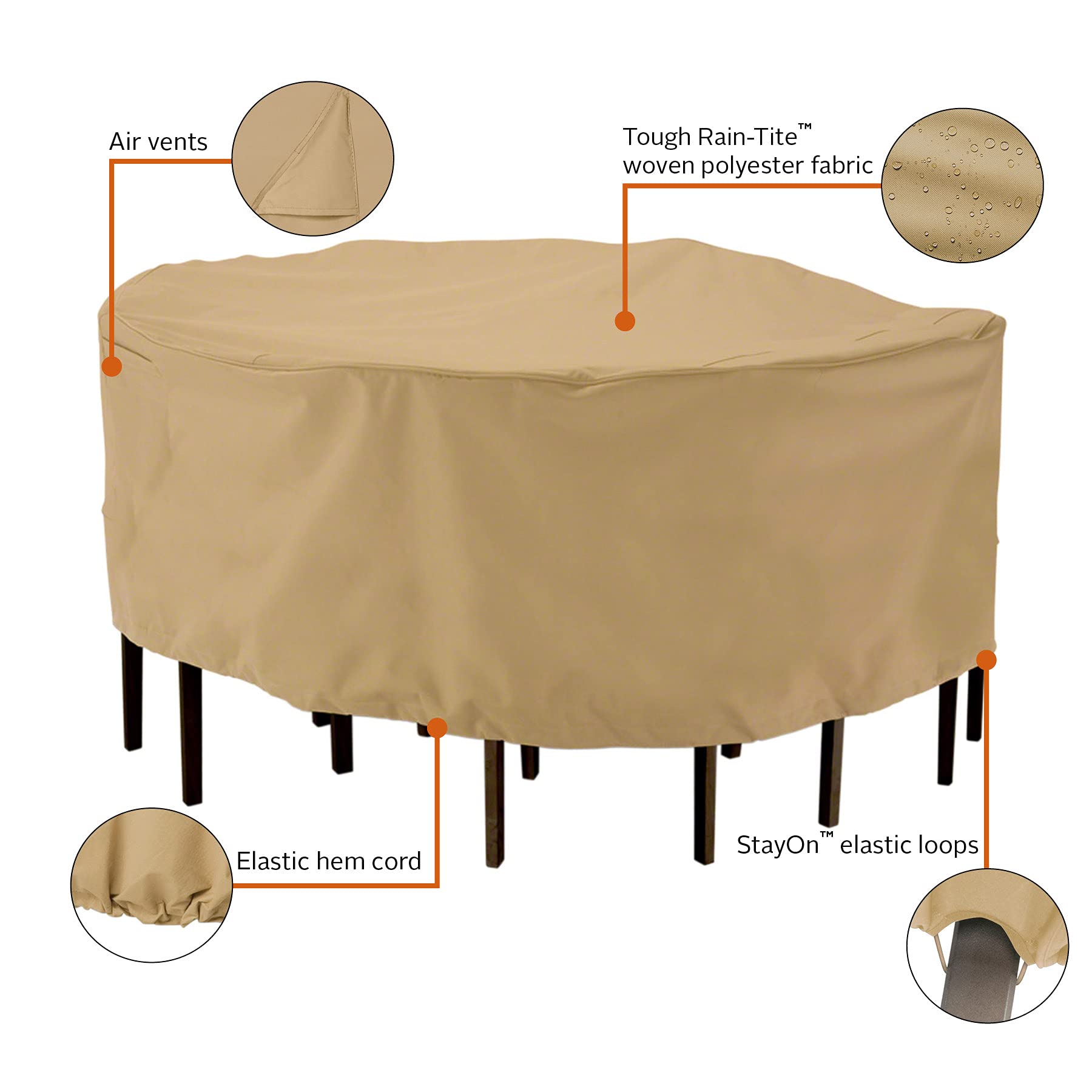 Classic Accessories Terrazzo Round Patio Table & Chair Set Cover, Large