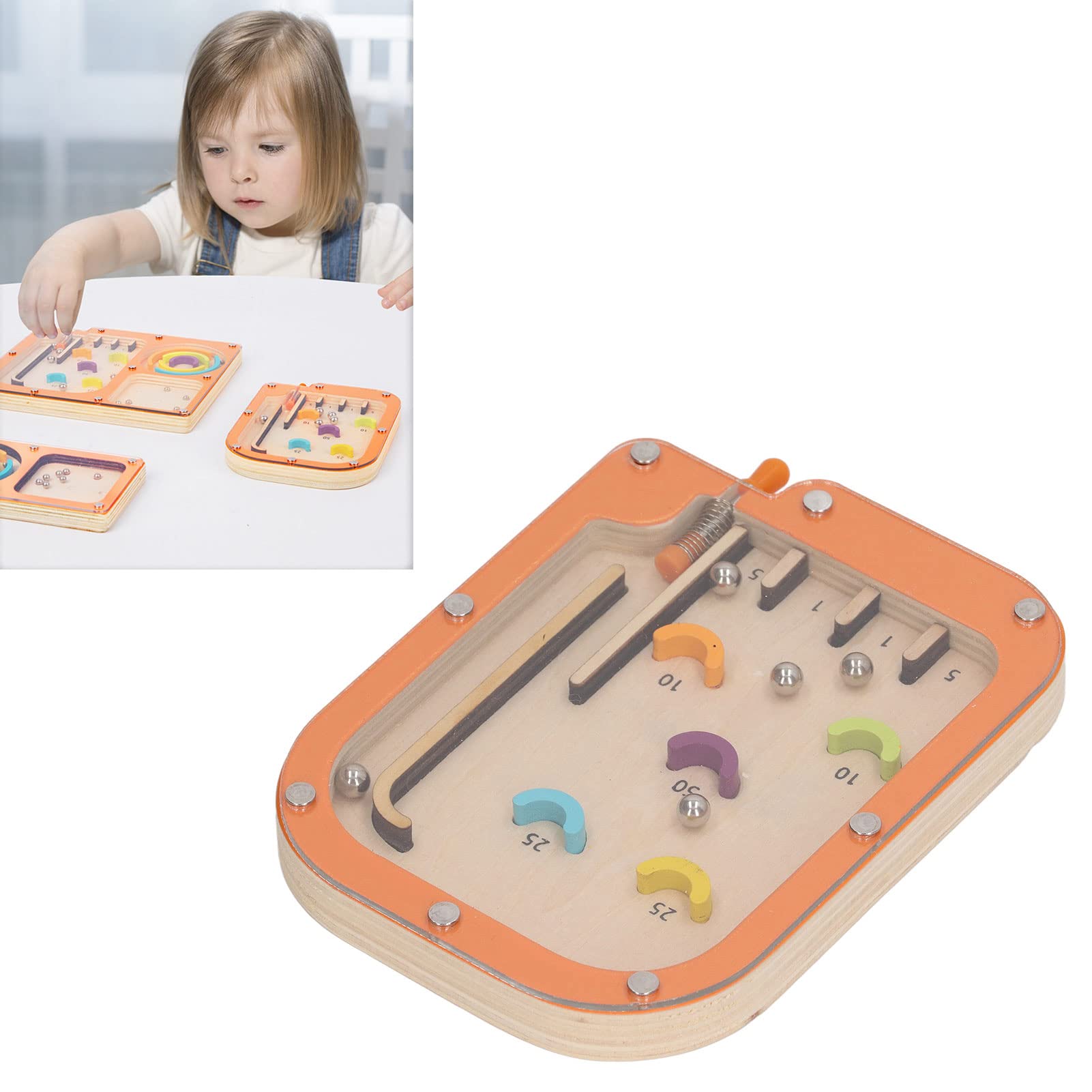 Handheld Pinball Game, Bright Color Early Learning Skill Development Pinball Maze Game for Home (M)