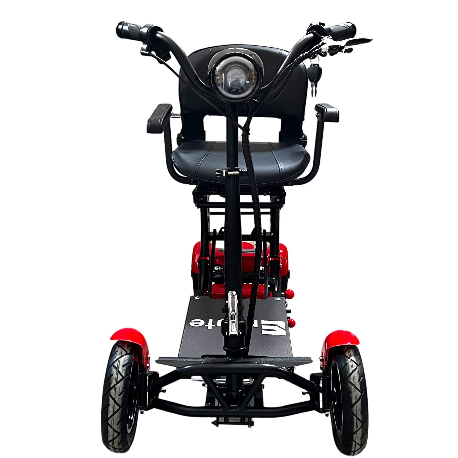 Fold 2 Pro Li-ion – Plegable Scooter de movilidad de 4 ruedas – Batería de iones de litio para inválidos y mayores - Batería de larga duración – Incluye cargador, cesta e indicadores (Rojo)