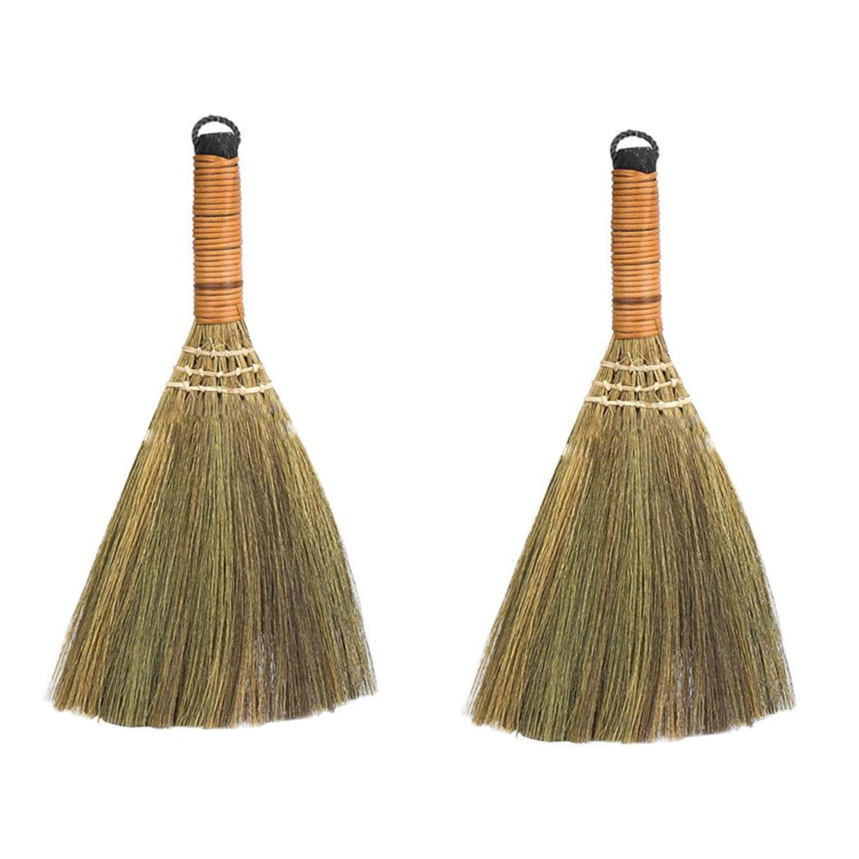 minkissy 2pcs Handmade Broom Straw Mini Whisk Broom Soft for Cleaning Small Chinese Sweeping Brush Lightweight Design Household Broom Tool