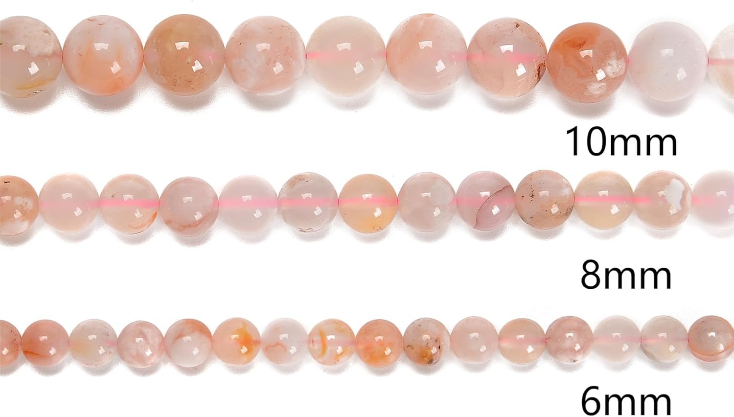 8mm 95pcs Natural Cherry Flower Sakura Agate Smooth Round Genuine Real Stone Gemstone DIY Beads for Jewelry Making - Image 3