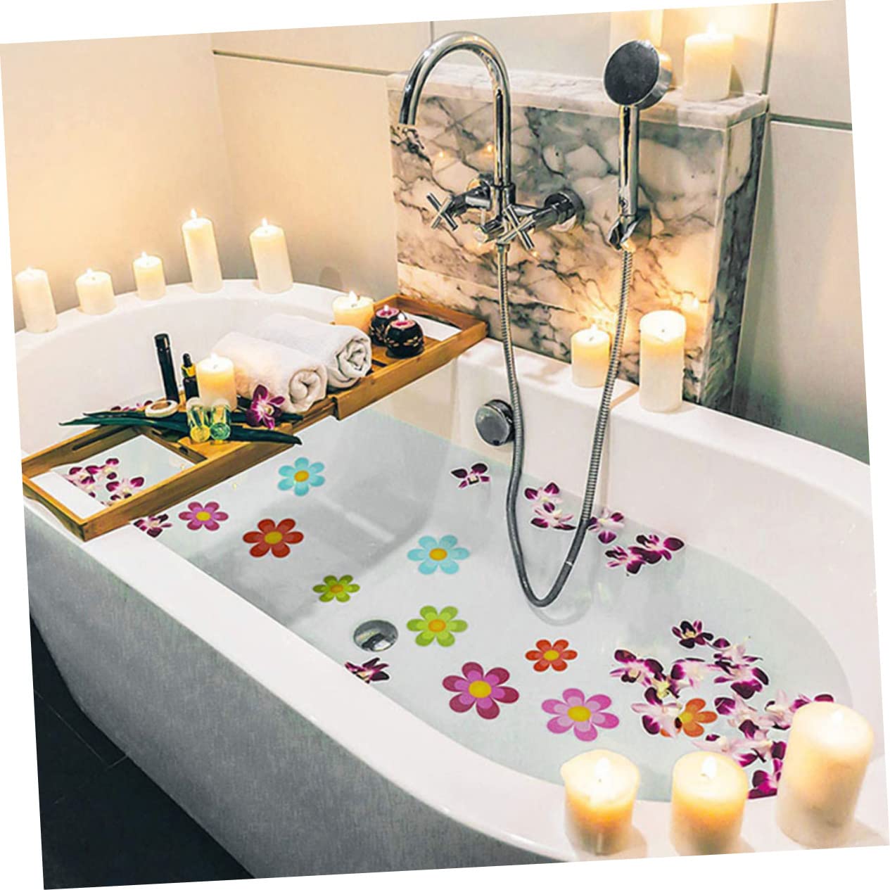 Alipis 4 Juegos Adhesivos Antideslizantes para Flores. Calcomanías Adhesivas para Bañeras Calcomanías para El Piso De La Ducha Niño Pegatina De Pared Girasol De Polivinilo