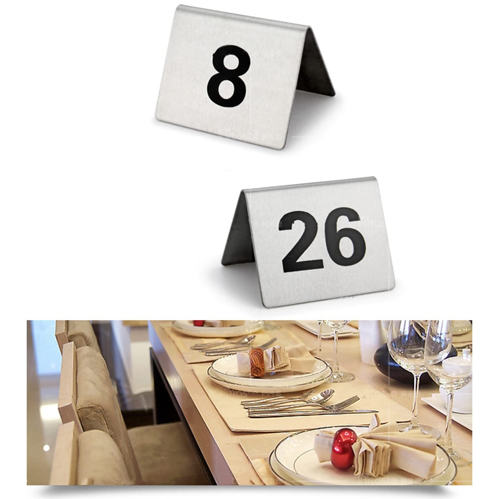 LIYI929GP Numeri da Tavolo 1-25 1-50 1-100 Numeri Tavoli Ristorante Tabella da Tenda in Acciaio Inossidabile Tavolo Segno, Numeri Tavolo Ristorante Cafe Bar per Feste di Compleanno Nozze