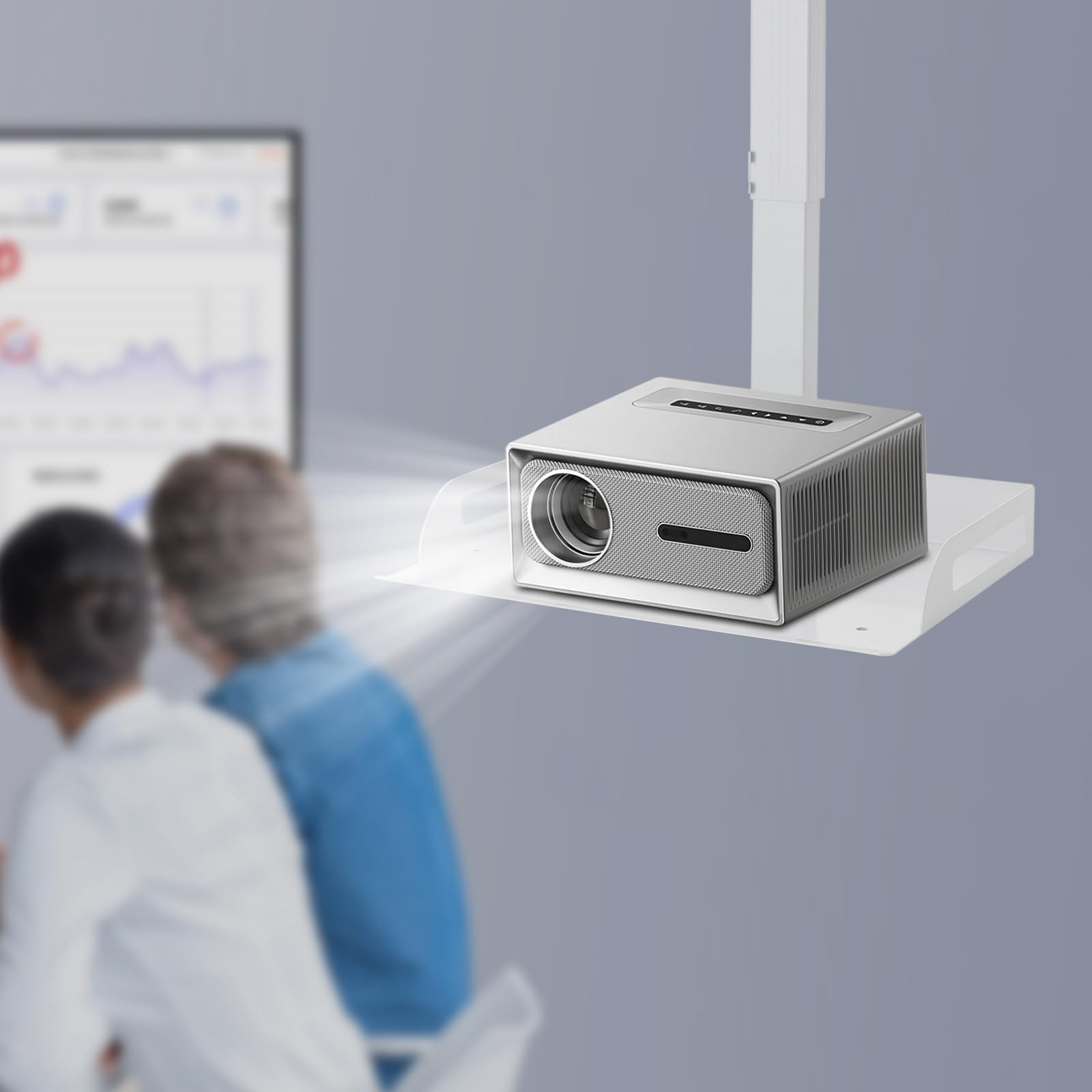 Supporto per proiettore con vassoio, universale, per soffitto, regolabile in altezza, in acciaio al carbonio fino a 6 kg, universale, per proiettori, router ecc