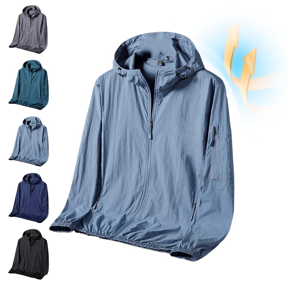 Camisetas de protección contra erupciones para hombre con protección solar UPF50+ para verano, pesca, cortavientos, con capucha, secado rápido, protección UV