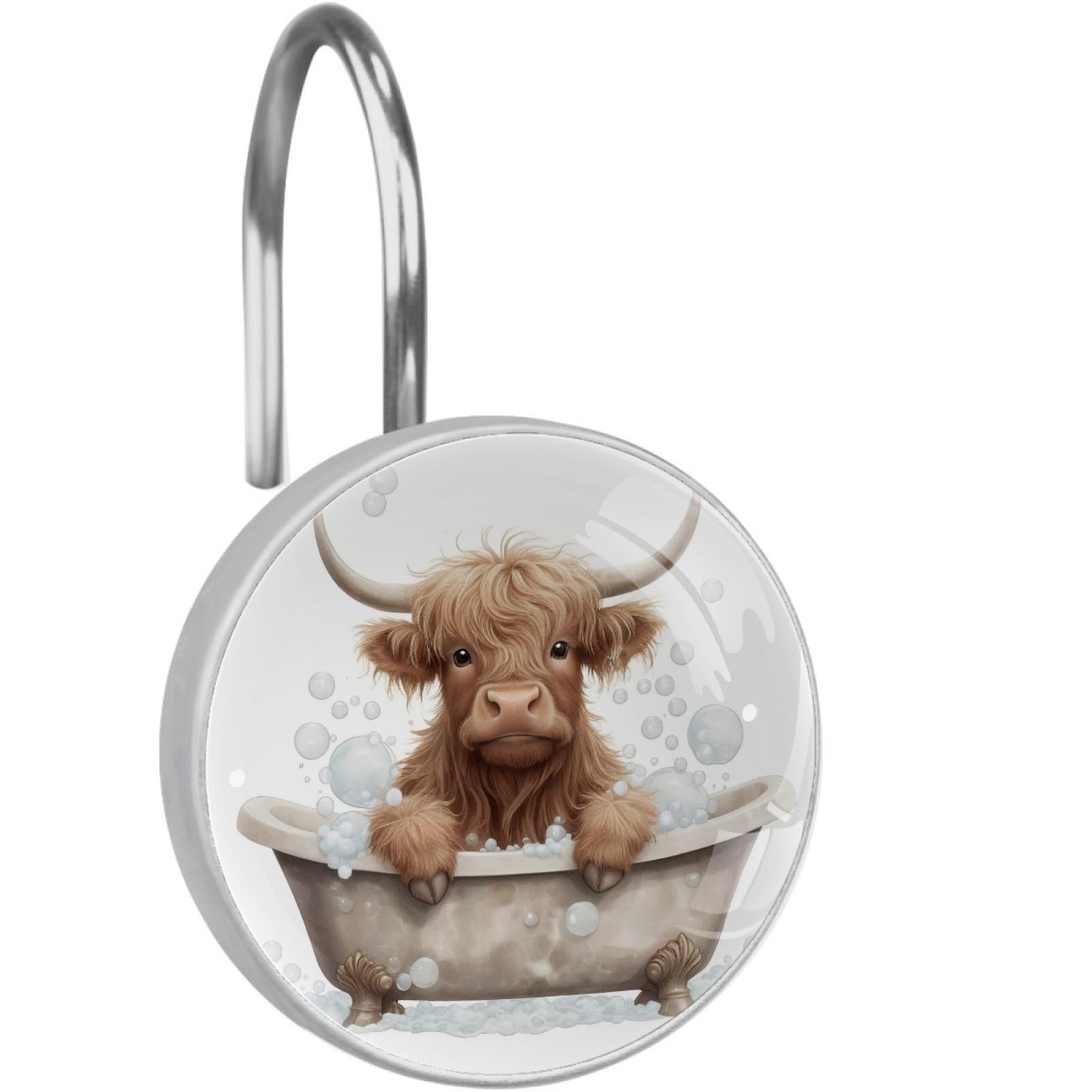 VAPOKF Shower Curtain Hooks, 12PCS Highland Cattle Shower Curtain Hook for Bathroom Decors Home Bedroom