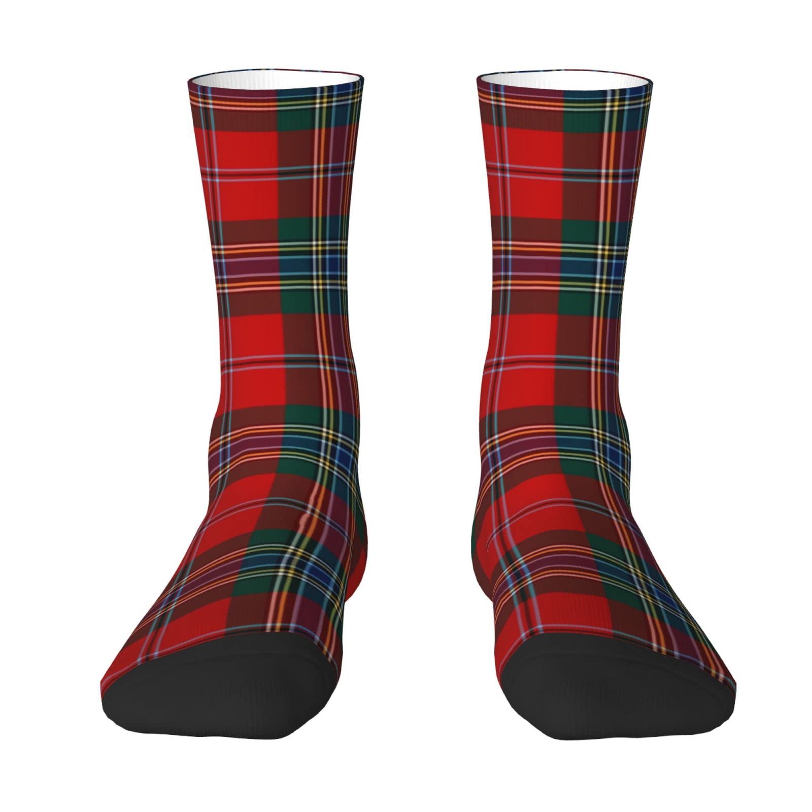 CHJDOFong Maclean Clan Tartan Red, Green and Blue Plaid Crew Socks for Men Women, Athletic Socks Novelty Fashion Casual Tube Sock Sports Dress Socks
