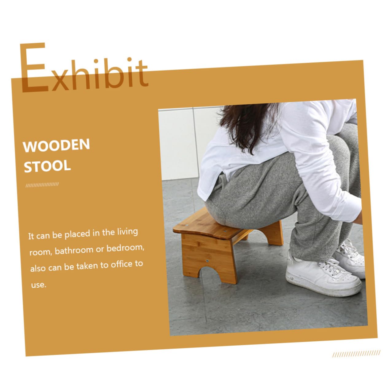 GRIRIW Bathroom Step Stool Non-Slip Potty Stool Wooden Footstools Small for Comfortable Use