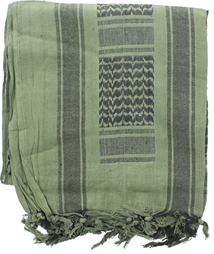 Army Universe Military Shemagh Arab Tactical Desert Keffiyeh Scarf, 100% Cotton Lightweight Head Wrap Cover (Olive Drab & Black)