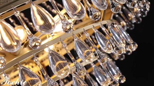 TOCHIC French Empire Crystal Chandelier 9 Lights Modern Gold