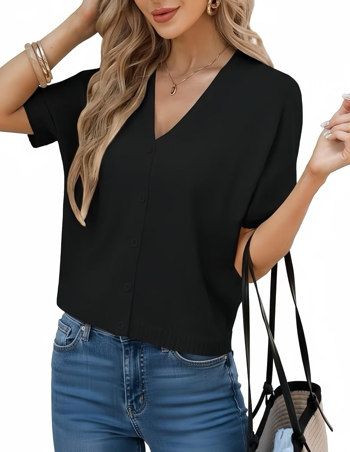 GRACE KARIN Women Short Sleeve Spring Cardigan Sweaters Button Down Knit Shirt Dressy Casual Tops 2026 Summer Outfits