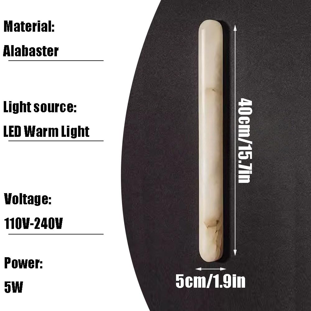 Aplique de pared alabastro moderno, lámpara tocador mármol natural, luz cálida ovalada 15,7 pulgadas, accesorios iluminación montados en la del pasillo escalera sala estar restaurante