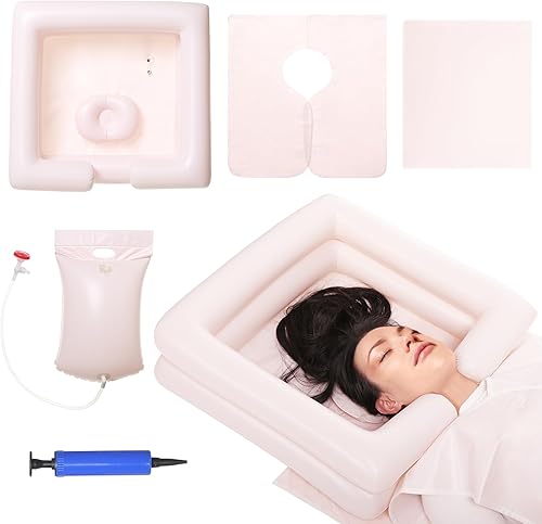 Kit de lavabo de champú inflable con bolsa de agua, lavar el cabello en la cama en casa, al aire libre o en el hospital. Para discapacitados, niños,