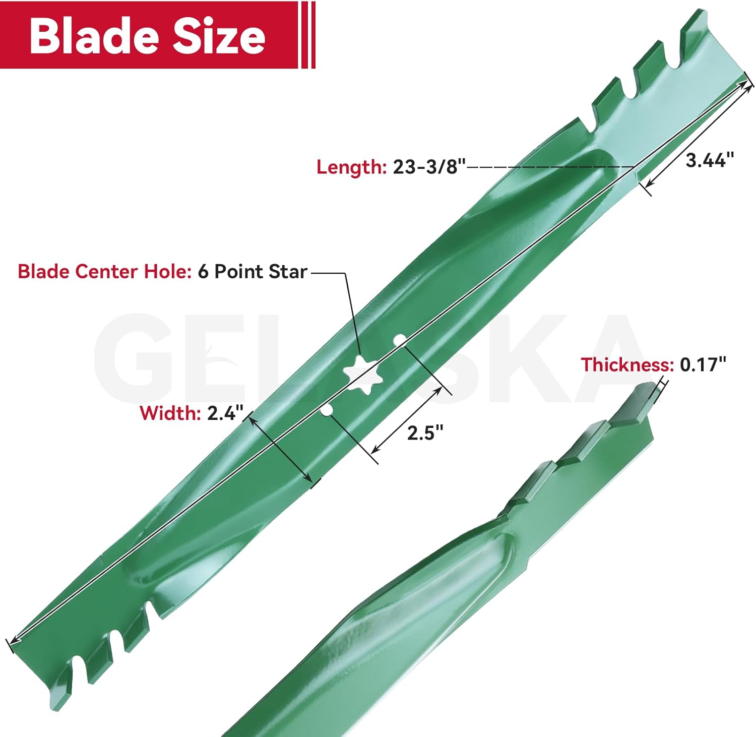 GELASKA 942-04290-X Lawn Mower Blades with Blade Nuts Fits Cub Cadet 46 inch Mower Blades, XT1 LT46 LTX1045 LTX1046 XT1 46 RZT46 Replace 742-04290-X 942-04244A 942-04290A, 2 Pack Gator Mulching Blades