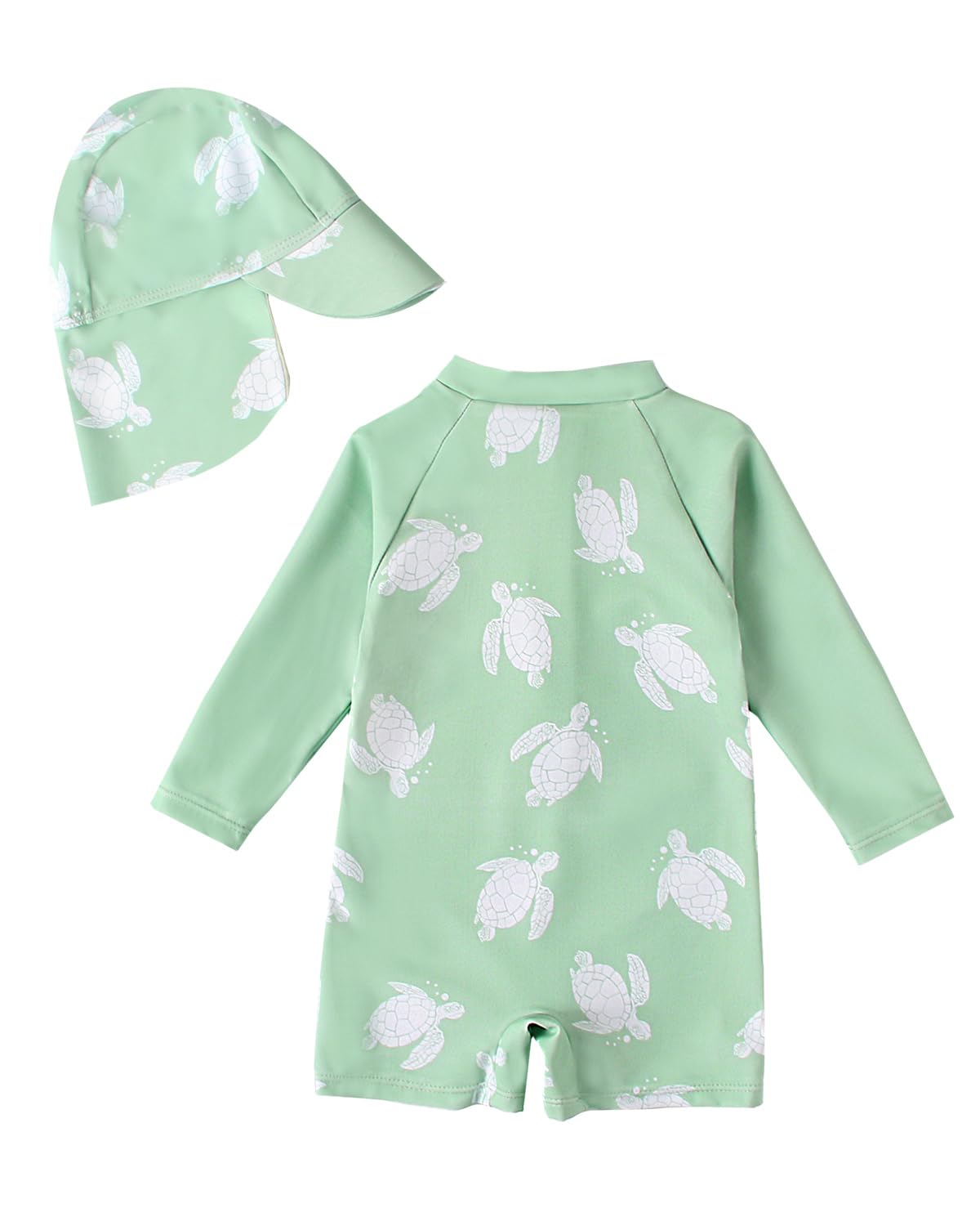 JiAmy Costume da bagno intero per bambino, con cappello da sole, a maniche lunghe, con cerniera, protezione solare, da spiaggia