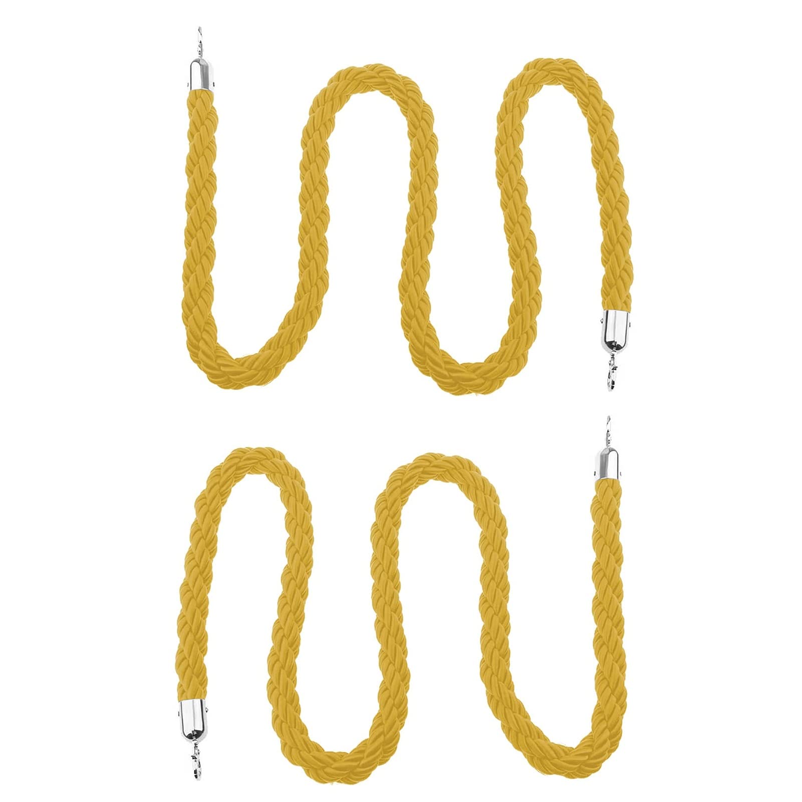 Guardrail rope， 2pcs Stanchion Twisted Rope, Hanging Braided Hemp Ropes Barrier for Crowd Control, Divider Opening Event Queue Line/(Yellow,5M/16.4Ft)