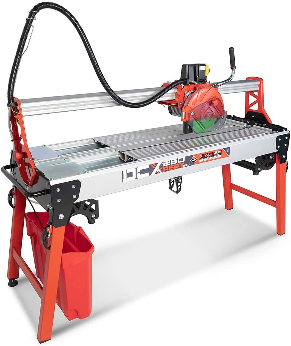 RUBI | Electric Cutter and Miter Saw DCX-250 Xpert 1250 Cutting Lenght 49 3/16"| Table Saw For Cutting of Natural Stone such as Marble or Granite | Circular Tile Wet