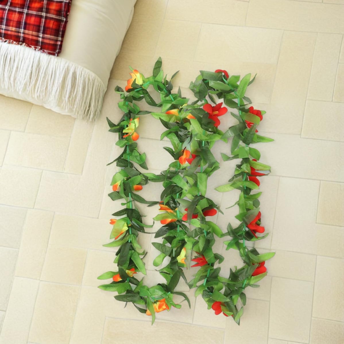 TOYANDONA Guirnalda de Fibra de Poliéster, Ligera y Hojas Verdes Hawaiana Flores Vibrantes Secado Rápido para Celebracion Verano para Fiestas Temáticas y Actividades Grupales