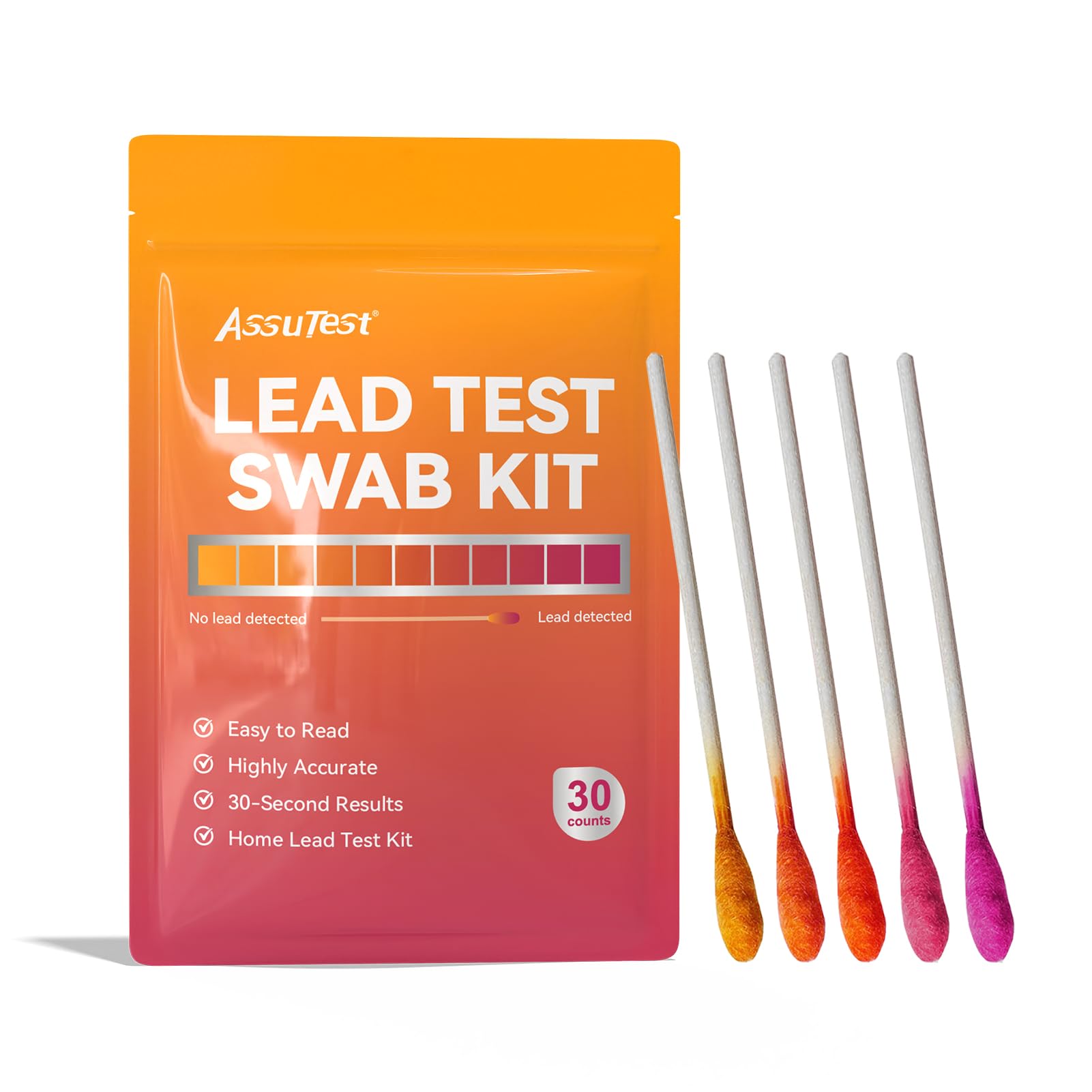 AssuTest Lead Test Kit for Dishes, 30 PCS Lead Paint Test Kit Strips, Lead Test Swabs Kit Ceramics Toys Metal Wood Jewelry All Surfaces Fast Home Lead Detection-image-15