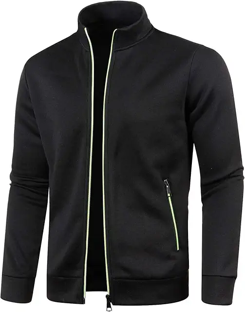 Men's Full Zip Fleece Sweatshirt - Hoodie with High Collar