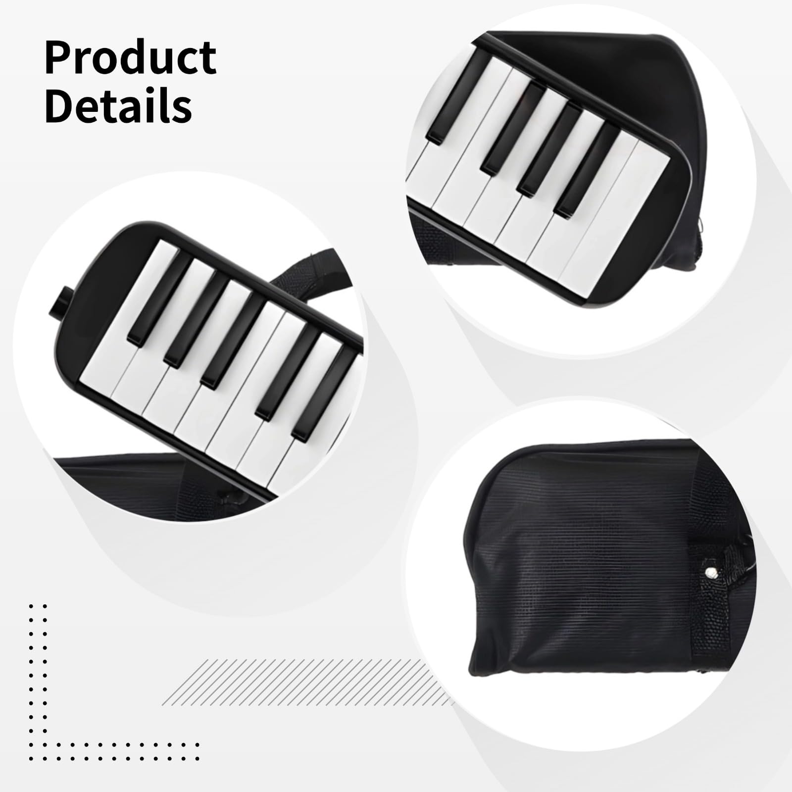 Instrumento de melódica de 32 teclas, teclado de piano de aire, melódica negra con bolsa de transporte, teclado de piano portátil para amantes de la música principiantes