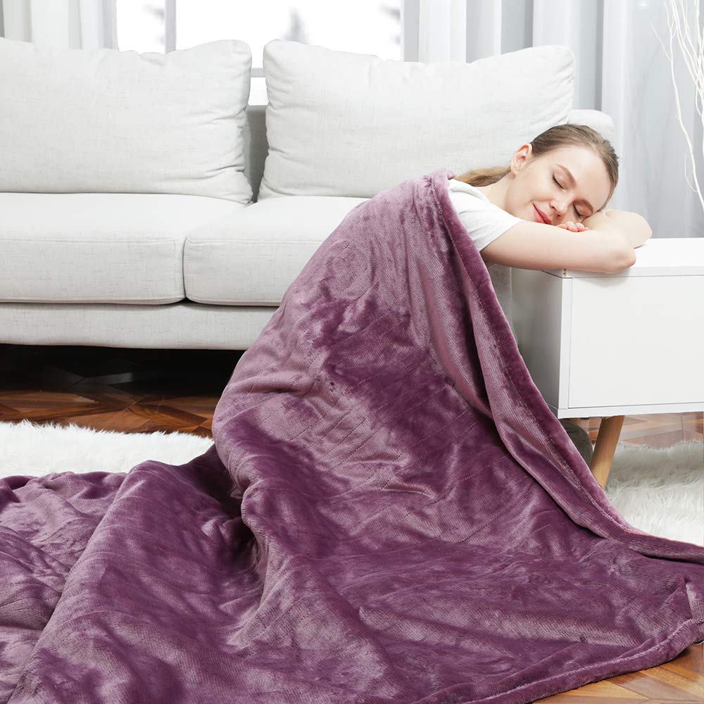 Wapaneus Foot Pocket Heated Blanket Electric Throw with 3 Heating Levels  and Auto Shut Off, Flannel Fast-Heating Heated Throw 50 x 60, ETL  Listed,Machine Washable, Purple : Home u0026 Kitchen - Amazon.com
